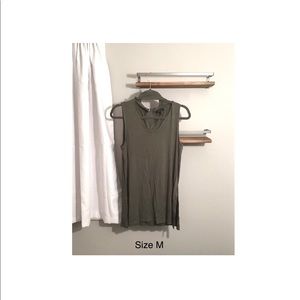 Army Green Sleeveless VNeck Tunic
